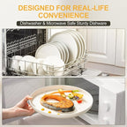 EWFEN Plates and Bowls Sets, 24 Pieces Ceramic Dinnerware Set for 8, Stoneware Dishware Dishes Set, Scratch Resistant Dishes Set, Dishwasher & Microwave Safe, White