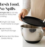 Bellemain Mixing Bowls with Lids Set - Stainless Steel Mixing Bowls with Airtight Lids - Food Storage Containers - 3PCS Set with Non-Slip Bottoms Kitchen Essentials for Baking - Serving