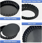 4 Pack 5-Inch Tart Pans with Removable Bottom, Nonstick Quiche Pan Fluted Pie Pans for Baking Treats, Pie, Quiches, Tartlets