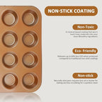 10PCS Nonstick Baking Pans Set - Bakeware Sets for Cooking, Oven and Dishwasher Safe, Non Toxic, Includes Cookie Sheets for Baking, Muffin Pan, Bread Pan, Cake pan, Loaf Pan, Roasting Pan Gold
