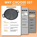 Laser-etched Nonstick Pizza Steel, 3-Layer Hybrid Steel Pizza Pan with Aluminum Core, Better Thermal Conductivity than Stone, Safe Up to 900°F, Food-grade Non-stick Oven Baking Pan, PTFE & PFAS Free