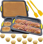 Silicone Bread Loaf Pan Set, Nonstick Loaf Pan & Heat Resistant Baguette Bread Pan, Bread Mold for Baking, French Bread Baking Pan, Bread Pans for Homemade Bread, Sub Loaf Pans for Baking Bread
