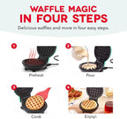 Dash Mini Waffle Maker- Compact Electric Iron for Creative Homemade Treats - PTFE nonstick surface - Easy-to-Clean - Perfect for Kids & Families - White