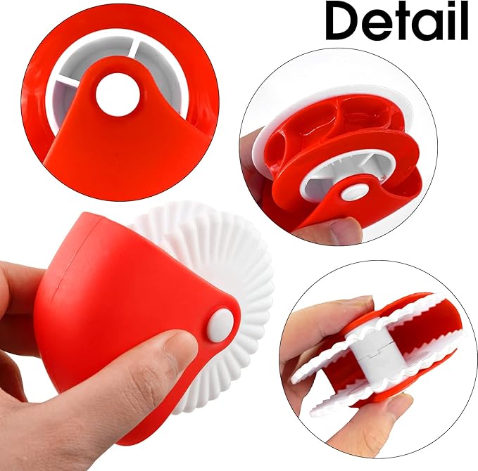 2 Pack Pastry Cutting Wheel, Pastry Wheel Decorator Pie Crust Pastry Wheel and Cutter for Cutting Pastry, Rolled Pastry Pie Crimper, Baking & Cooking Tool for Apple Pie Crust or Ravioli Pasta