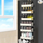HuggieGems 6 Pack Magnetic Spice Rack Organizer for Refrigerator and Oven, Cream White Fridge Organizers and Storage for Kitchen