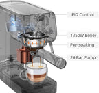 MAttinata Espresso Machine 20 Bar, Espresso Coffee Maker with Professional Milk Frother Steam Wand for Cappuccino & Latte, 49oz Removable Water Tank for Home, Blue