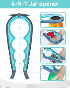 Jar Opener 3-Piece Set for Seniors with Arthritis, Multi-Function Can and Bottle Opener for Weak Hands, Ergonomic Non-Slip Kitchen Tool Set, Easy-to-Use, Thoughtful Gift for Elderly