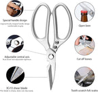 8.5" Kitchen Scissors for Food Chef Scissors Heavy Duty Culinary Scissor Full Metal Professional Sharp Kitchen Shears for Cooking Chicken Meat Pizza, Silver