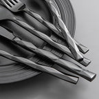 KINGSTONE Black Silverware Set, Luxury 60 Piece Flatware Set for, 18/10 Stainless Steel Cutlery Set with Diamond Cut Pattern for Kitchen, Home, Wedding, Party, Mirror Polished and Dishwasher Safe
