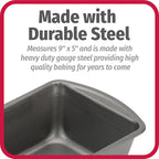 GoodCook Nonstick Loaf Pan Heavy-Duty Steel Bakeware with Easy-Clean Non-Stick Coating, Oven & Dishwasher Safe Pan, 9 x 5-Inch, Gray