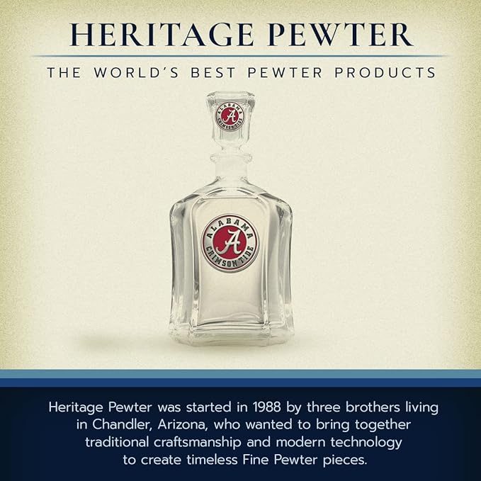 Heritage Pewter Alabama Capitol Container | 24 OZ Glass Container | Expertly Crafted Pewter Glass