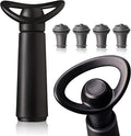 Vacu Vin Wine Saver Concerto with 4 Vacuum Stoppers – Premium Wine Preserver Pump – Airtight Seal Keeps Wine Fresh Longer – Click Indicator – Manual Pump – Black Wine Saver Set