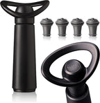Vacu Vin Wine Saver Concerto with 4 Vacuum Stoppers – Premium Wine Preserver Pump – Airtight Seal Keeps Wine Fresh Longer – Click Indicator – Manual Pump – Black Wine Saver Set