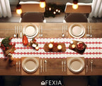 FEXIA Christmas Red Table Runner 13x72 Inches Long Christmas Runner for Table Boho Table Decor Rustic Farmhouse Xmas Decoration for Home Party Decor (Red Square)