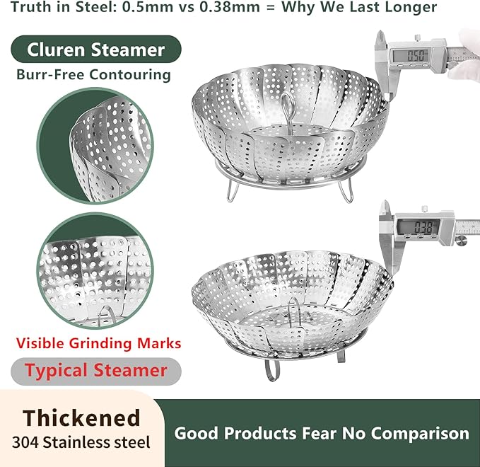 Steamer Basket for Cooking 304 Stainless Steel Entirely Thickened,Collapsible Steamer Insert for Pots, Fits Instant Pot/Skillets (6.5'' To 11‘’)