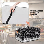 Piano Musical Notes Print Toaster Oven Dust-proof Cover, Heat-resistant Anti Fingerprint Microwave Oven Dust Cover, Kitchen Counter Accessory (Large-18.5 * 22.5 * 12.99 inches)