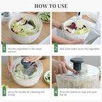 Salad Spinner Large, Fruit Washing Bowl with Strainer, Quick and Easy Use Lettuce Spinner, Fruits and Vegetables Washer, Lettuce Salad Dryer, Kitchen Essentials (6L/6.34Qt)