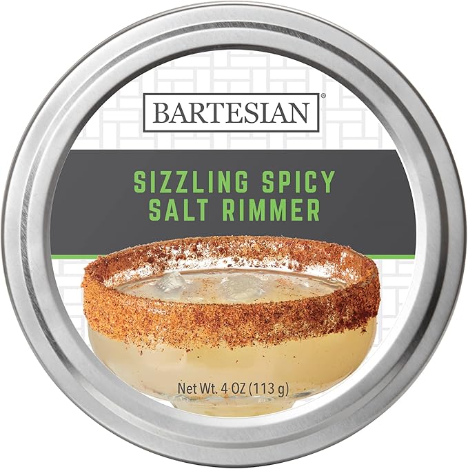 Bartesian Sizzling Spicy Salt Cocktail Glass Rimmer - Margaritas Cocktails Flavored Rimming Garnish for Margarita Bar Drink Glasses - Professional Home Bartending Mixology Supplies
