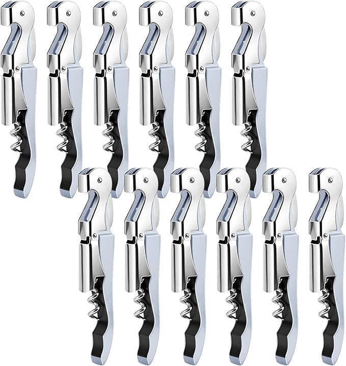 12 Pieces Professional Waiter Corkscrew Wine Openers,White Wine Keys Opener Stainless Steel Hinges Serrated Foil Cutter for Restaurant Waiters, Sommelier, Bartenders (White)