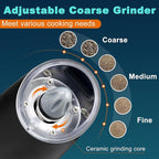 Salt and Pepper Grinder Set Rechargeable, Automatic Electric Pepper and Salt Mill Shaker with Adjustable Coarseness, LED Light, One-Hand Operation Gravity Spice Grinder Kitchen Gadgets, 2 PCS