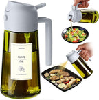 TrendPlain - Original 16oz/470ml Olive Oil Dispenser Bottle for Kitchen Gadgets and Air Fryer Accessories - Olive Oil Sprayer for Cooking w/Stickers - Ash