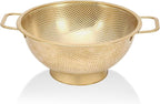Gold Strainer for Kitchen, 5QT, Stainless Steel Colander with Handle for Fruits Vegetables Cooking Food, Dishwasher Safe