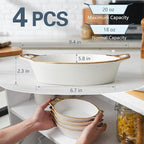 ONEMORE Au Gratin Baking Dish Oval Ceramic White Small Casserole Dish Oven Safe Baking Dishes for Oven Individual Serving Dishes Mini Casserole Dish Set of 4 for Lasagna Quiche, 6x8, 20 oz, Brown Rim
