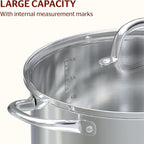 SUNHOUSE Stainless Steel Stock Pot - 7 Quart Heavy-Duty Induction Cooking Pot with Visible Lid for Pasta, Soup, Spaghetti - Nonstick Thick-Bottom Deep Stockpot for Canning, Boiling, and Simmering