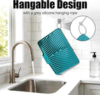TIKNIK Silicone Dish Drying Mat, Stone Drying Mat for Kitchen Counter with Built-In Drain, Non-Slip Drain Pad with Built-in Drain, Heat Resistant Stone Drying Mat, 1Pcs 20" x 15", Green