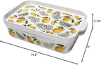 Temp-tations by Tara Baking Pans Set - 9x13" Set of 2 Lemons and Palm Bakeware Sets with Casserole Dish for Oven and Serving Dish for Lasagna, Pies, Meatloaf, Hand-Painted Ceramic Casserole Oven Pan