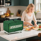 Shamrock Gnome Dog Print Toaster Oven Cover for St. Patrick's Day Decor, Checkered Pattern Microwave Cover for Kitchen Countertop Appliance Dust Protector Oven Accessories, Green, M
