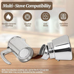 4 Cup Thickened Moka Pot 304 Stainless Steel 200ml Italian Espresso Coffee Maker Stovetop CoffeeMakers Mocha Pot Percolator for Induction Stove Classic Cafe Makers Portable for Easy Brewing