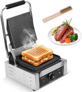 1800W Indoor Electric Grill & Double-Sided Griddle, 50-300°C Adjustable Temperature, 9.1x9.4" Non-Stick Surface for Grilling Steak, BBQ, Sandwiches & Panini, Commercial & Home Kitchen Use