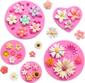 5 Pcs Flower Fondant Molds Flower Rose Daisy Silicone Chocolate Mold for Candy Fondant Polymer Clay Soap Ice Cube Crafting and Cake Cupcake Decoration