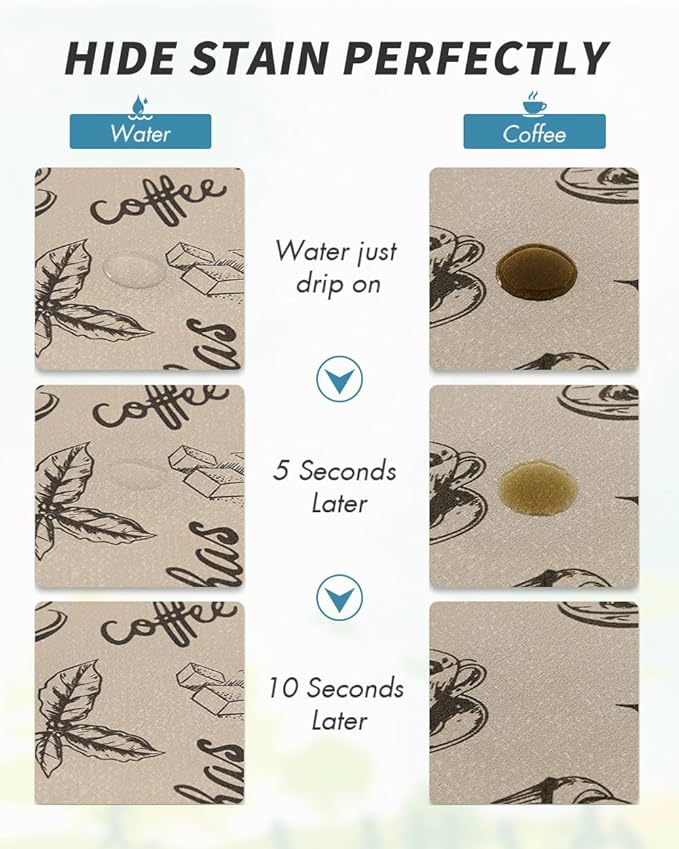 AMOAMI Coffee Mat Hide Stain Rubber Backed Absorbent Dish Drying Mat for Kitchen Counter - Fits Under Coffee Maker & Espresso Machine (12x19, Milk Tea)