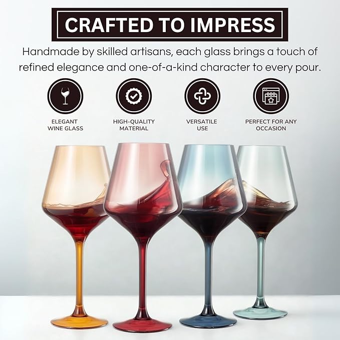 Floating Wine Glasses for Pool (16 Oz | Set of 4) - Shatterproof Wine Glass Set That Float | Outdoor Acrylic Glassware for Poolside, Beach | Stemmed Glass for Patio, BBQ - Muted Colors