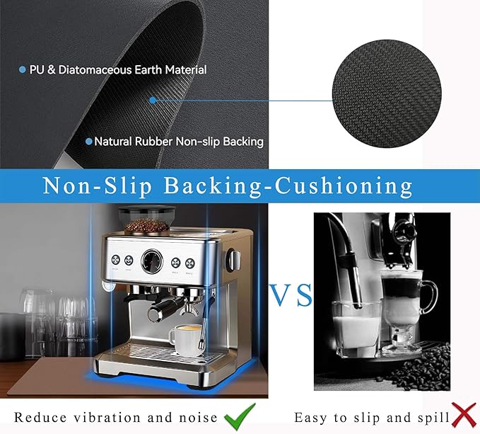 Coffee Mat for Countertops ,Coffee Bar Accessories Fit Under Coffee Maker Espresso Machine, Absorbent Hide Stain Rubber Mat for Countertop ,Dish Drying Mat for Kitchen Counter (Brown, 16"x24")