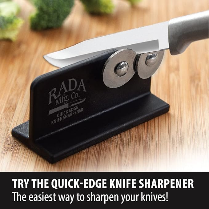 Rada Cutlery Quick Edge Knife Sharpener (R119), 3.5" x 2", Stainless Steel Wheels, Pack of 3