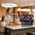 Hummingbird Cherry Blossom Print Toaster Oven Cover, Heat-Resistant Toaster Cover Dust-Proof Microwave Oven Protector, Protections for Kitchen, Black, (Large-18.5*22.5*12.99 inches)