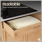 Bakken Swiss Cookie Sheet 3 Piece Set - Non-Stick, Stackable Baking Pans, White marble Deluxe Ceramic Coating – Dishwasher Safe - for Home Baking