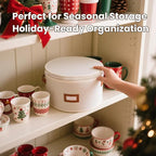 HOMELUX THEORY Platter Storage, Ivory Hard Shell China Storage Containers With 5 FeltPads, Kitchen Storage Bins With Lids, Heavy Duty Moving Box for Packing Dishes, Dinner Plate,& Dinnerware