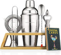 Cocktail Shaker Set Bartender Kit with Bamboo Stand – Professional Martini Shaker, Premium Stainless Steel Shaker Bottle, Complete Bar Accessories Gift Set and Mixology Kit for Home Bar & Drink Mixing