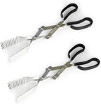 Pack of Two 15-inch 3-in-1 Barbecue Tools by BBQ Croc - Extra Light Tongs, Spatula and Grill Scraper (Green) (15 inch (Pack of 2))