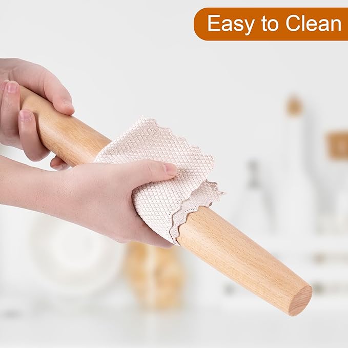 AISOSO French Rolling Pin, 15.75 Inches Wood Rolling Pins for Baking, Extra Long Classic Wooden Dough Roller for Fondant Pizza Pie Crust Cookie Pastry, Kitchen Baking Essentials, Light Yellow