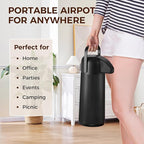 Coffee Carafe for Keeping Hot - Gezoss 102OZ / 3L Airpot Coffee Dispenser with Pump - Large Coffee Carafe for Hot Drinks Tea Liquid - Insulated Stainless Steel Hot Water Beverage for Parties,Black