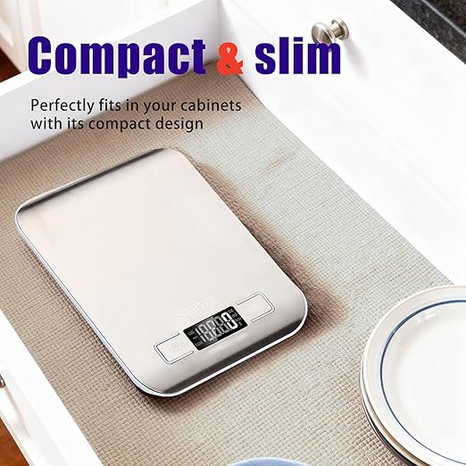 Food Kitchen Scale High-Precision Digital Scale Accurate Weighing for Baking & Cooking Enthusiasts(Silvery & White)