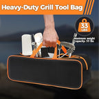 Grill Tool Storage Bag, 24" x 8" x 8" Large Capacity Grill Accessory Storage, 1680D Heavy-Duty Grill Utensil Storage, Accessories Storage Compatible with Blackstone (No Accessories)