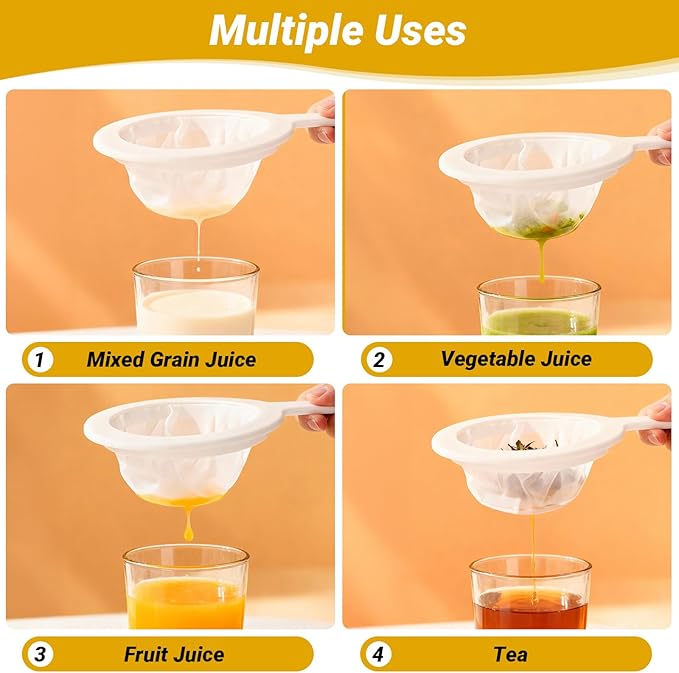 Fine Mesh Strainer with Handle, 80 Mesh, Plastic Juice Strainer after Juicing, Small Colander for Kitchen, Nylon Fine Sieve for Soy/Nut Milk, Yogurt, Coffee, Honey, Food, Tea Leaf Filter