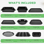 NutriChef 10-Piece Non-Stick Baking Set – Heavy-Duty Carbon Steel Bakeware Set w/ Cookie Sheets, Muffin Pan, Roasting Pan, Cake Pan, Baking Tray, Pizza Pan – Effortless Food Release & Easy Cleanup
