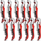 12 Pieces wine key wine opener Professional Waiter Corkscrews Stainless bottle opener Fold Serrated Foil Cutter Key for Family, Company Party,Bars,Restaurants(red)